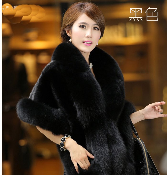 European style thick cloak wedding fox fur shawl for women
