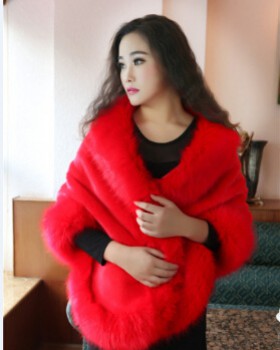 European style thick cloak wedding fox fur shawl for women