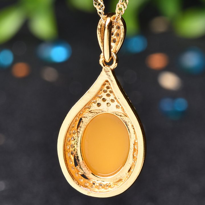 Pendant gilded necklace inlay antique silver jade for women