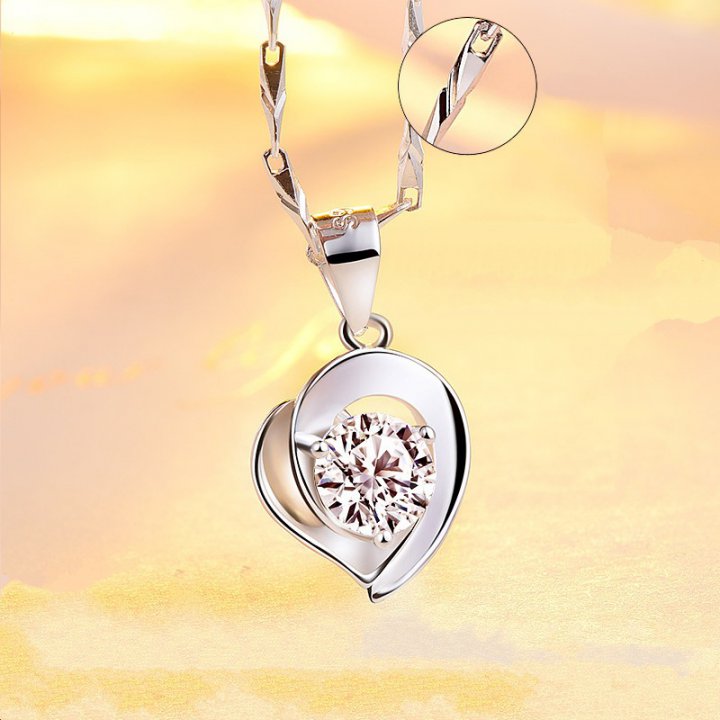 Pendant Korean style silver heart necklace for women