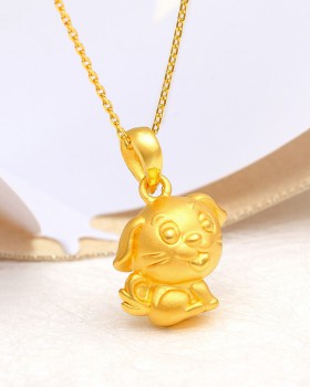 Gold hard dog pendant necklace