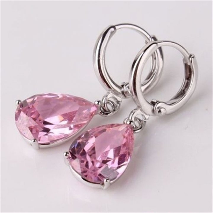 Mosaic zircon stud earrings pink earrings for women