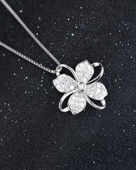 Korean style clover accessories antique silver necklace