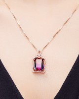 Pendant luxurious gem colors European style necklace
