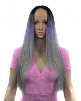 Gradient straight hair fiber wig for women