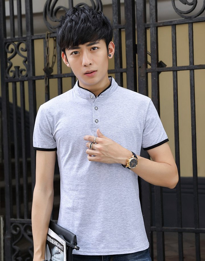 Short sleeve fashion T-shirt cstand collar shirts