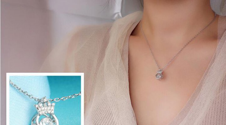 European style heart inlay zircon necklace for women