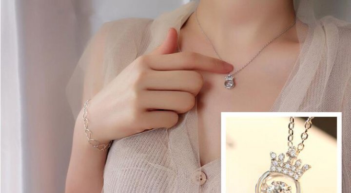 European style heart inlay zircon necklace for women