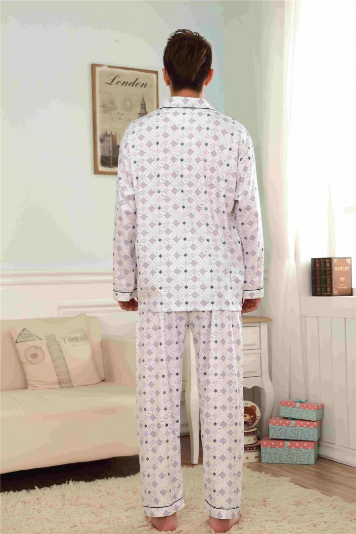 Cotton pajamas knitted cardigan 2pcs set for men