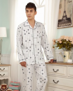 Long sleeve pajamas knitted cardigan 2pcs set for men