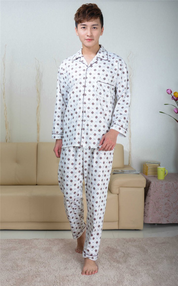 Homewear autumn cardigan long sleeve pajamas a set for men