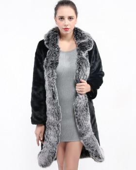 Fur collar European style coat fox overcoat