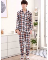 Knitted spring and autumn large yard plaid pajamas a set