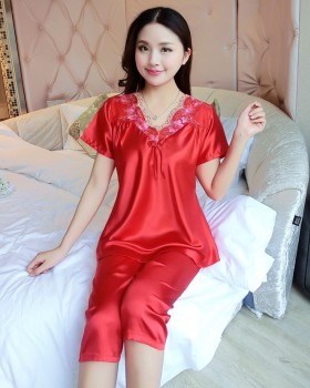 Soft multicolor imitation silk lace homewear cozy pajamas