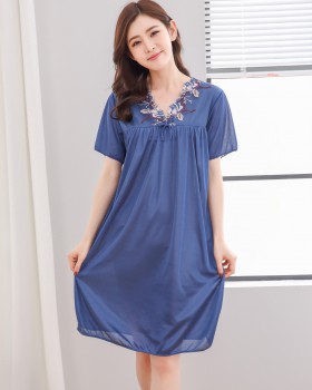 At home short sleeve long night dress for women
