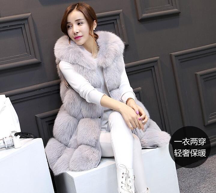 Splice fox fur coat spring long fur coat for women