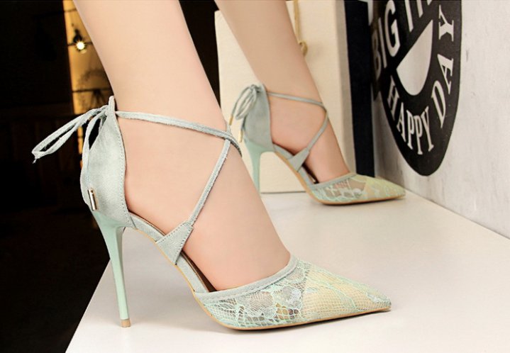 Lace sexy sandals pointed hollow high-heeled shoes