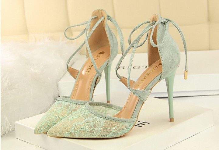 Lace sexy sandals pointed hollow high-heeled shoes