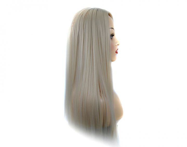 European style long headgear white beige wig