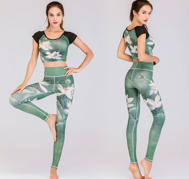 Spring printing leggings sports wicking fitness pants