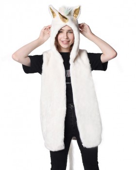 Long faux fur autumn and winter hooded fur coat