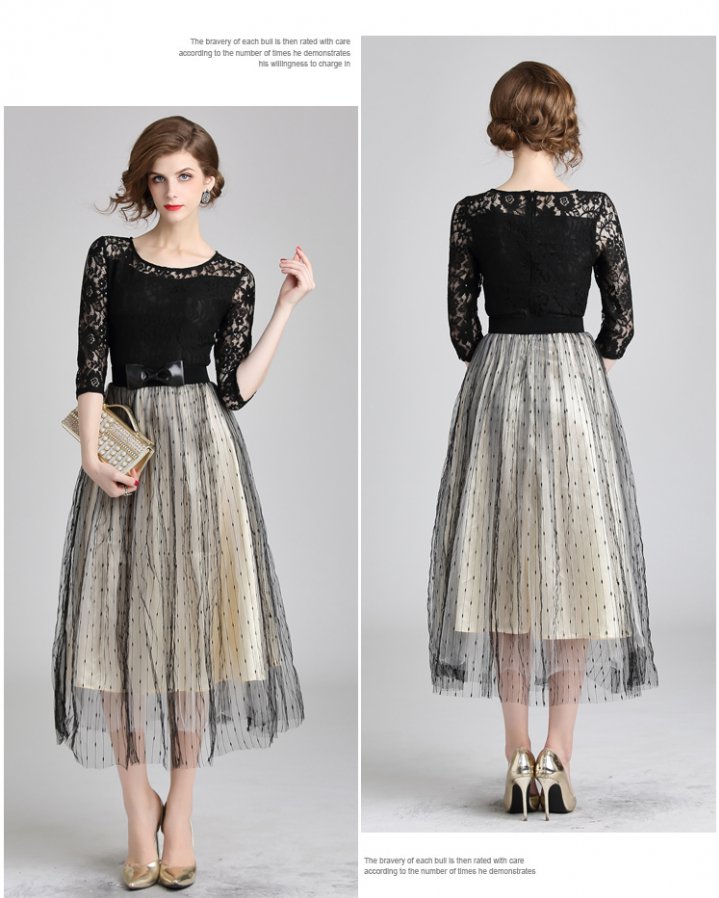 Frenum lace medium waist big skirt slim dress