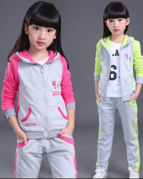 Girl Casual big child hoodie fashion child kids 2pcs set