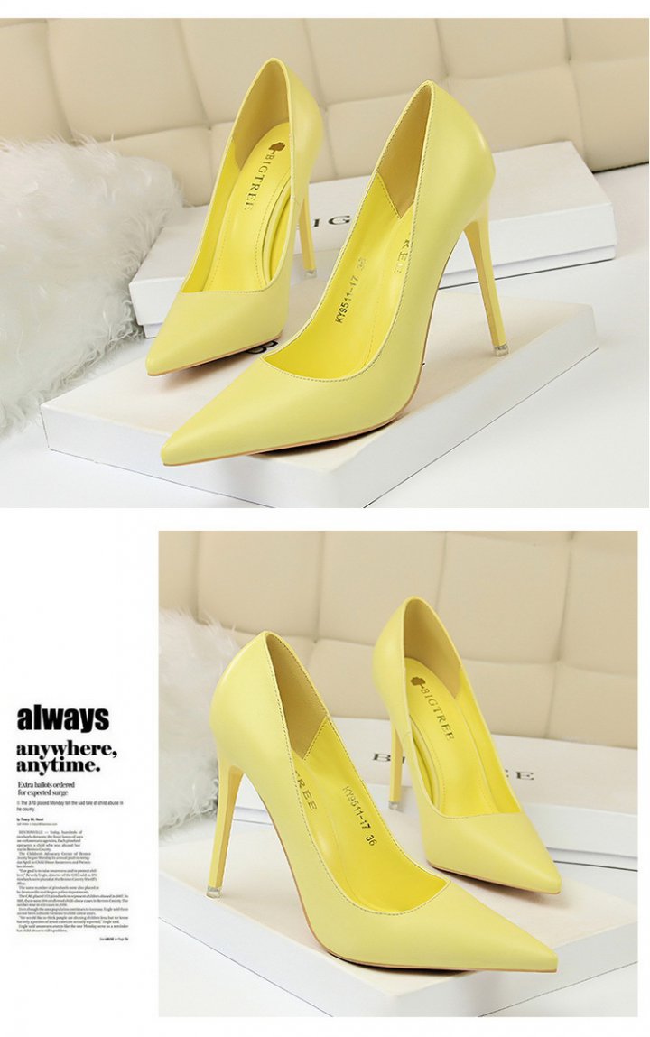 Low slim shoes Korean style simple high-heeled shoes