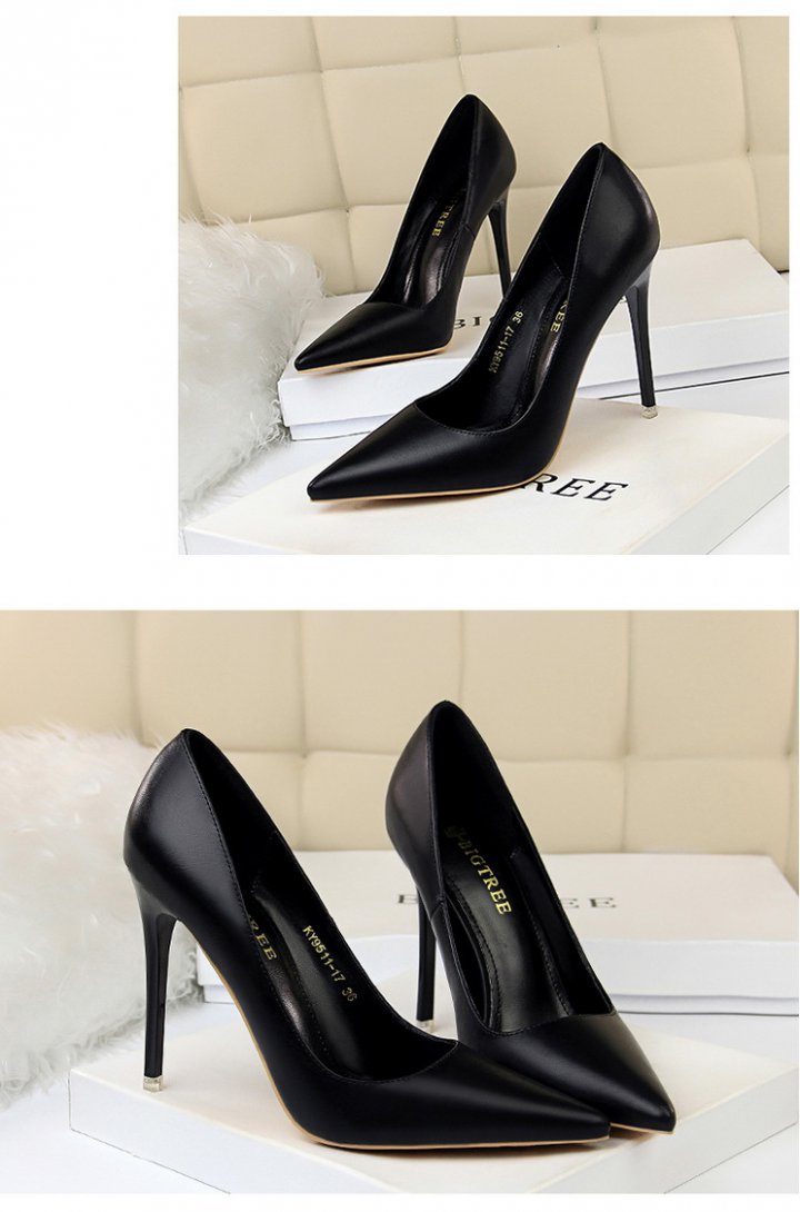Low slim shoes Korean style simple high-heeled shoes