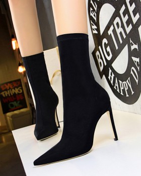 Slim fine-root short boots lycra elasticity women's boots