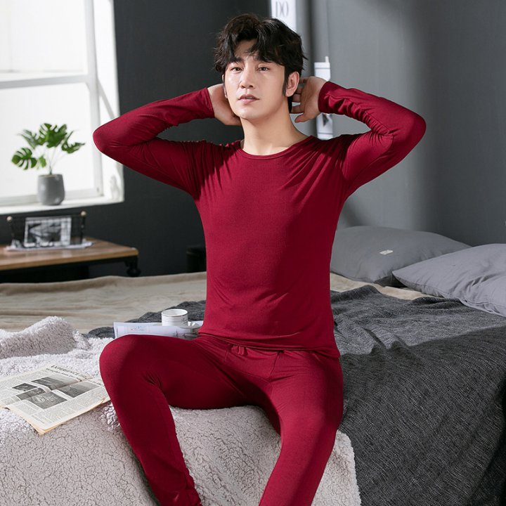 Autumn and winter pajamas warmth underware a set for men
