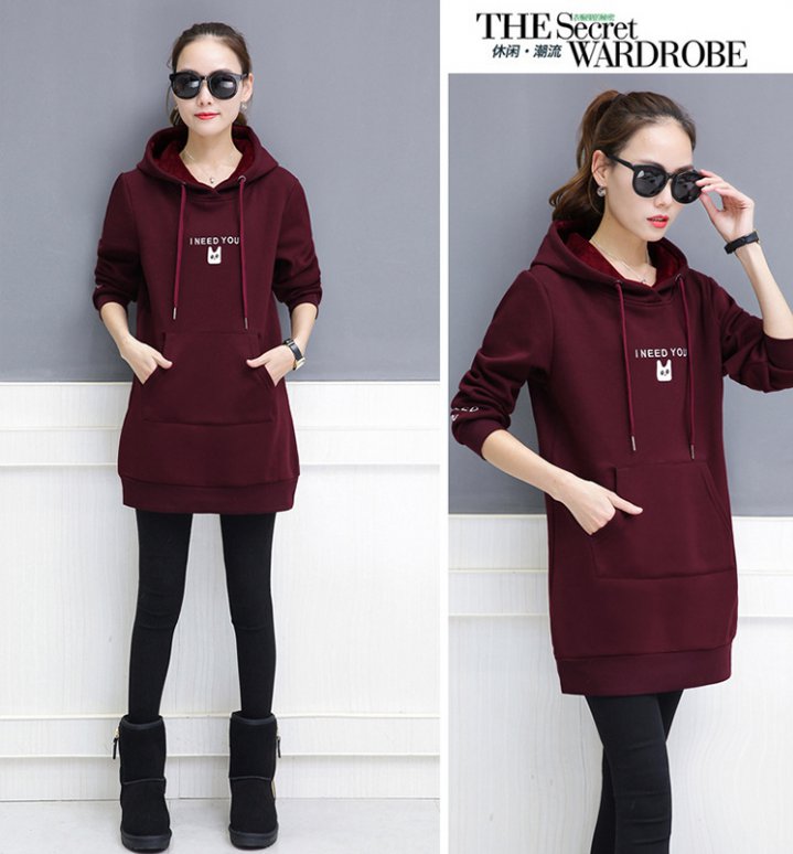Loose hooded hoodie pullover autumn and winter tops