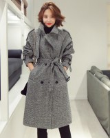 Slim temperament woolen overcoat long winter frenum coat