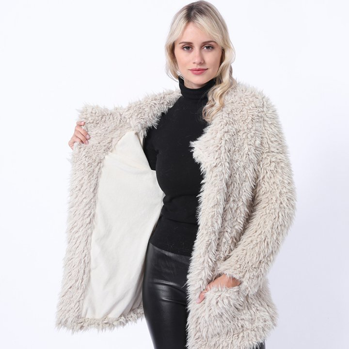 Casual slim thermal coat lamb fur faux fur jacket
