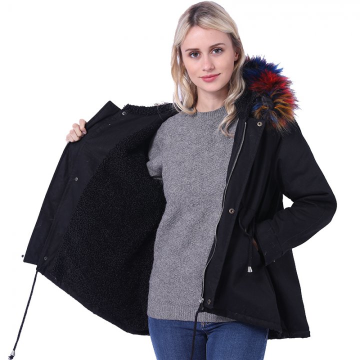 Liner fox fur overcoat long fur coat for women
