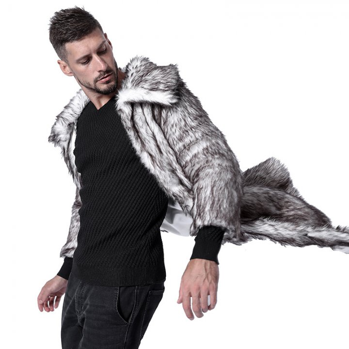 Fox fur fashionable overcoat faux fur coat for men