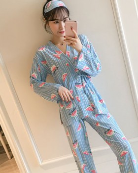Lovely kimono long sleeve pajamas 2pcs set for women