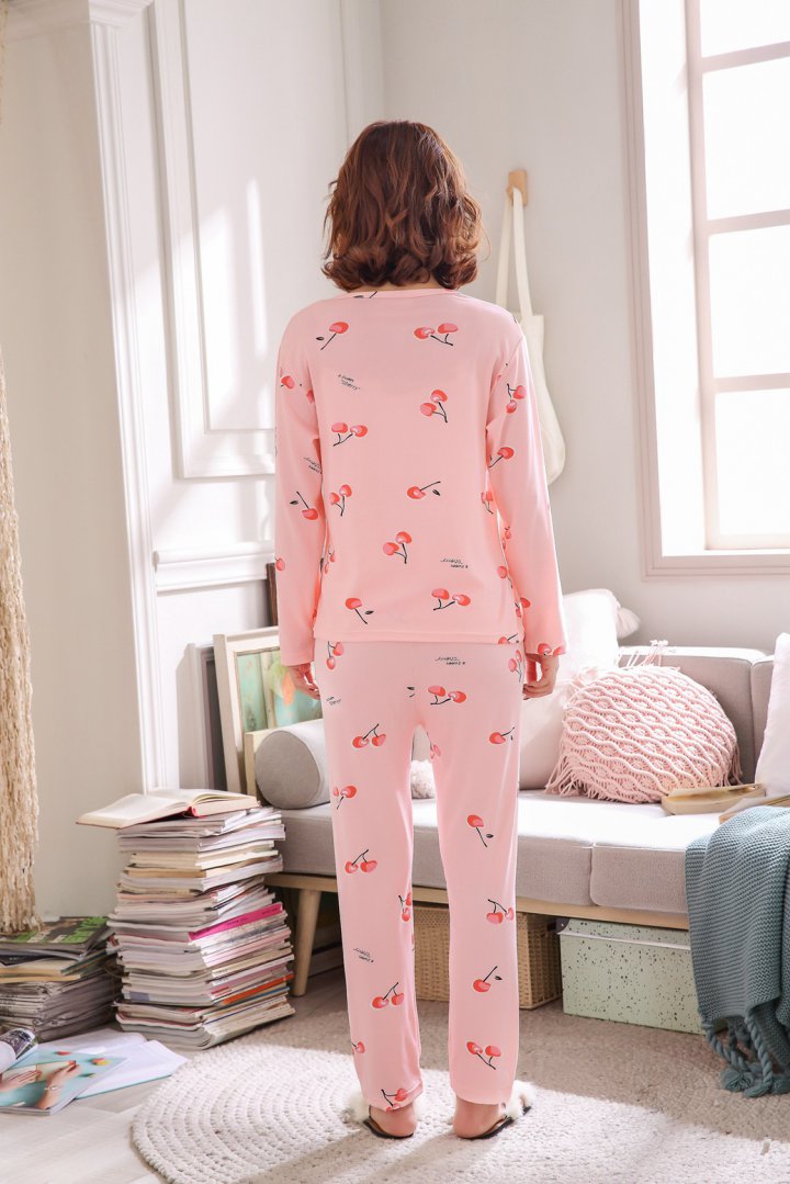 Student lovely long sleeve pajamas a set for women