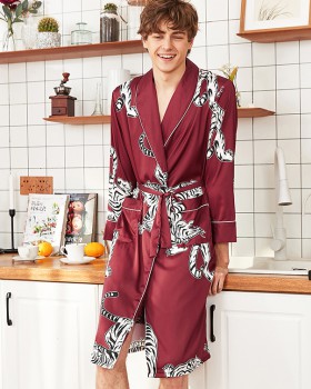 Silk spring and autumn bathrobes long long sleeve pajamas