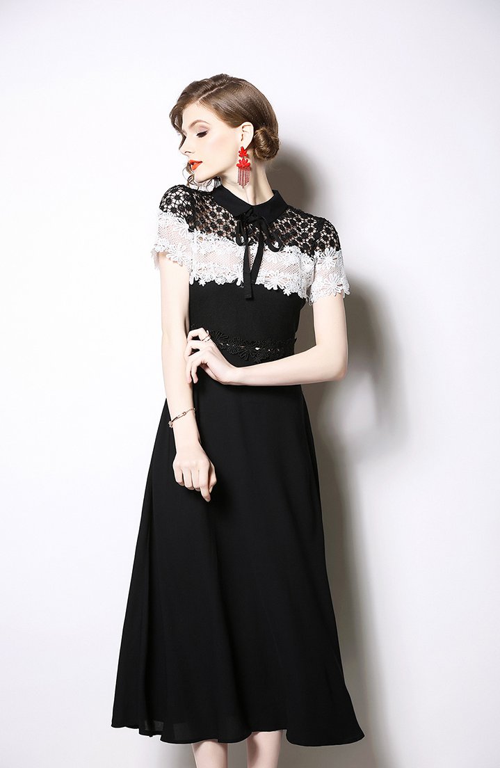 Slim chiffon lace dress spring fashion formal dress