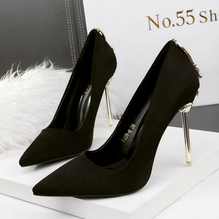 Nightclub bow shoes metal pointed high-heeled shoes for women