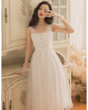 France style beautiful exceed knee sling sweet retro dress
