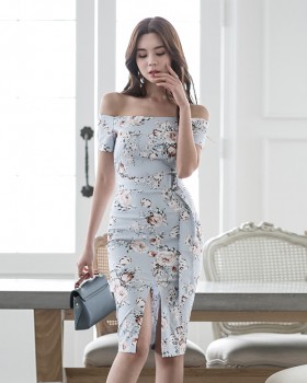 Split long temperament frenum Korean style sexy dress