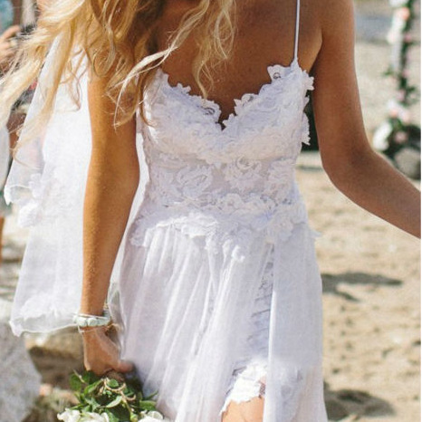 Perspective sexy long dress sling wedding dress for women