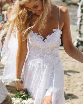 Perspective sexy long dress sling wedding dress for women