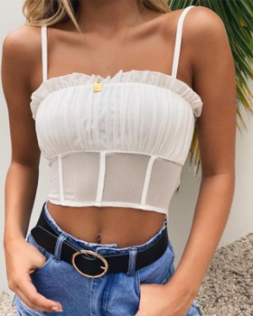 Gauze sling fashionable vest summer stitching tops for women