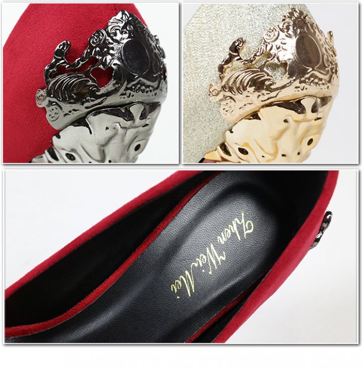 Hollow pointed wedding shoes metal shoes for women