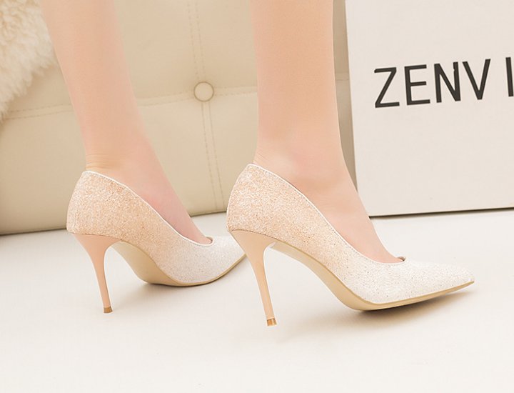 Sequins slim shoes pointed high-heeled shoes for women