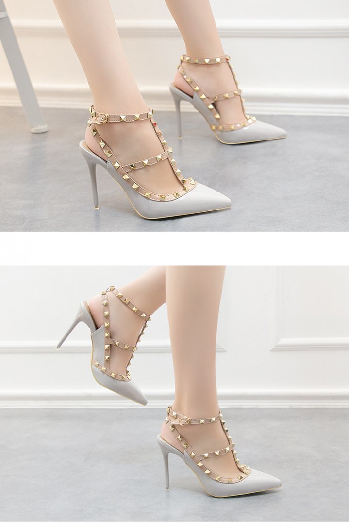 Patent leather sandals high-heeled shoes for women