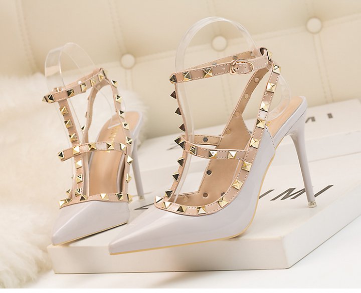 Patent leather sandals high-heeled shoes for women
